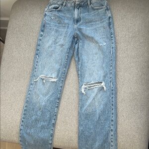 Garage Blue Straight Ripped Jeans